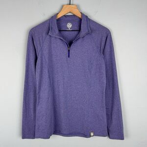 REI Co-op Womens Medium 1/4 Zip Stretch‎ Pullover Long Sleeve Purple Tech Shirt